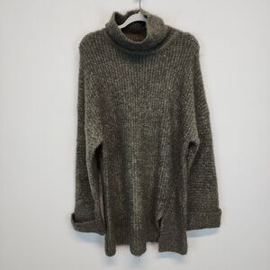 Express Cowl Neck Tunic Sweater Size L Green Chunky Oversize Cozy Soft Lagenlook
